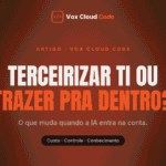 Capa do artigo sobre terceirização de TI e IA, da Vox Cloud Code